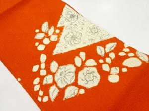 作家物　絞り手描き抽象菱に花葉模様名古屋帯